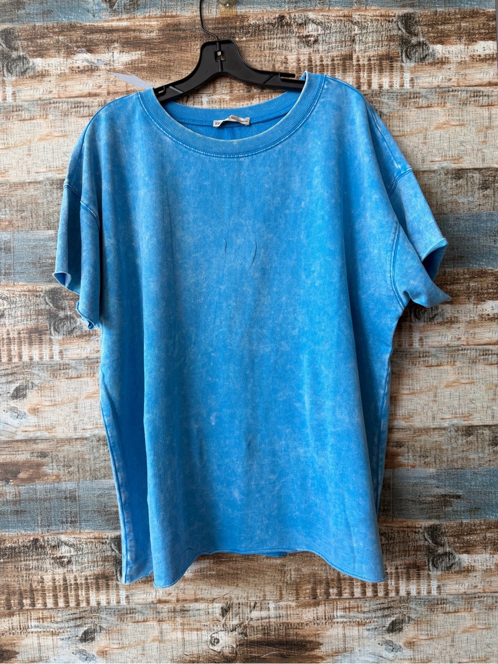 Zenana Blue Washed Crewneck Tee - Women S/M